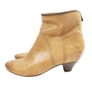 Frye Womens Size 7 Steffi Zip Short Tan Leather Ankle Boots